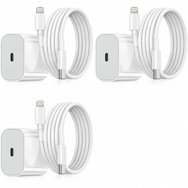 3-pack iPhone-laddare - Snabbladdare + Adapter + 20W Kabel Vit, One Size iPhone NT 3-Pack, USB-C Set