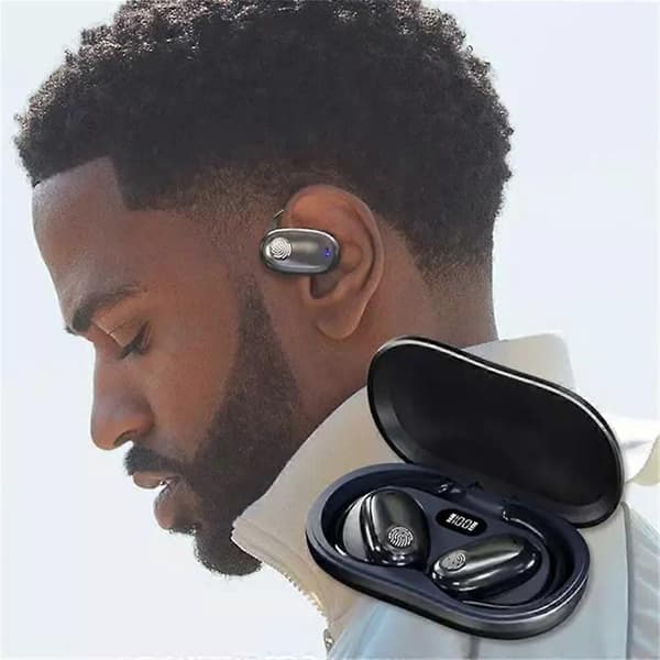 Sportiga Bluetooth-hörlurar med hängande öron, Bluetooth-headset som inte sitter i örat Black
