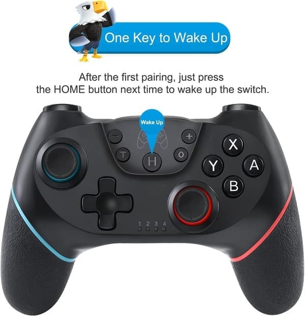 Switch Pro Controller med väckningsfunktion, trådlös Switch Controller med 6-axlig gyro för Switch/Switch OLED/Switch Lite