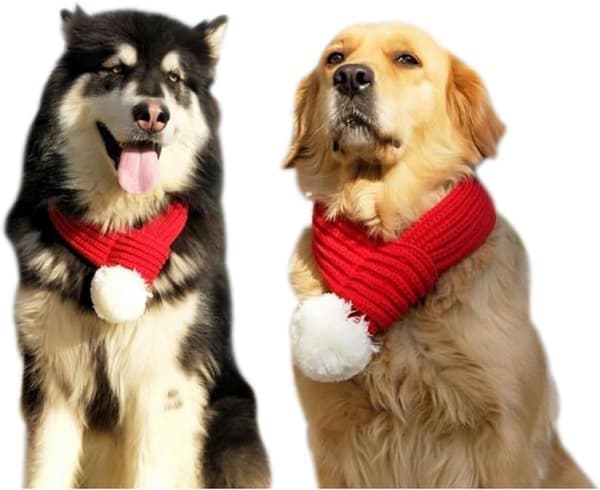 Julehalstørklæde til hund kat - Med hvid pompon - 70cm - Julehalstørklæde til hund - Julehalstørklæde til kat - Julehalstørklæde til kæledyr