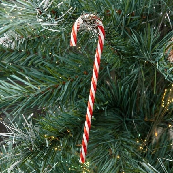 6 x 15 cm røde slikstokdekorationer til jul