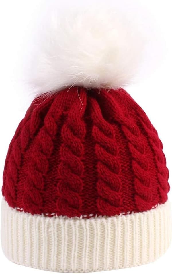 Jul tomte stickad mössa för baby, jul stickad mössa för barn, 0 till 3 år röd