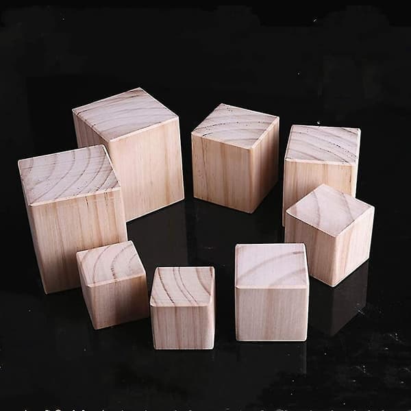 Set med 4 möbelben i trä, möbelförhöjare, möbelfötter, sängförhöjare 5x5x8cm