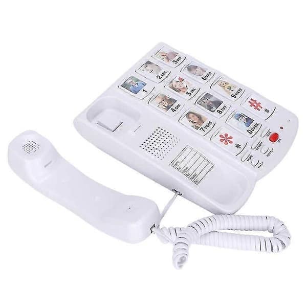 Fasttelefon med store knapper, fasttelefon med ledning for skrivebord med hurtigvalg, hjemmetelefon for eldre