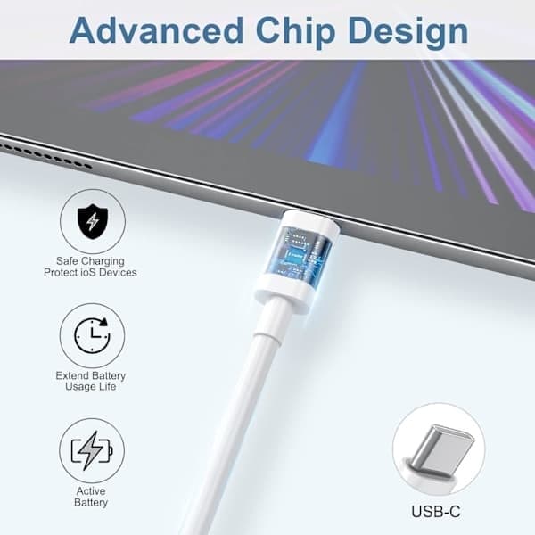USB-C til USB-C-kabel 2,0 m 60W 3-pak, USB-C-kabel til opladning af iPhone 16 15, Type C til Type C hurtigopladningskabel kompatibelt