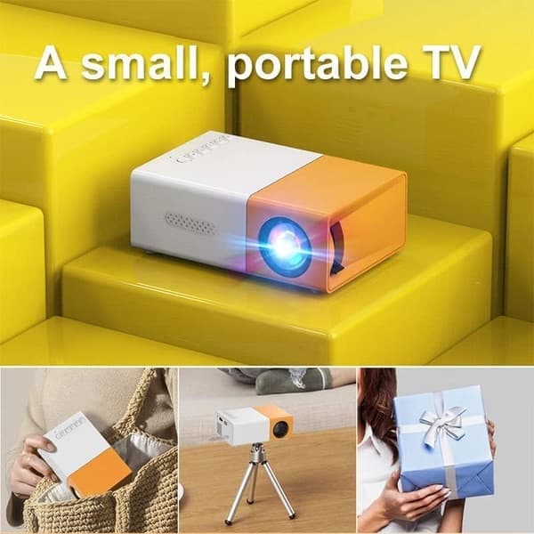 Bærbar Mini Projektor LED Mikro Projektor 1080P Hjemmefest Møde Teater Projektor W Trådløs Forbindelse til Telefoner (Seneste Opgraderede Version)