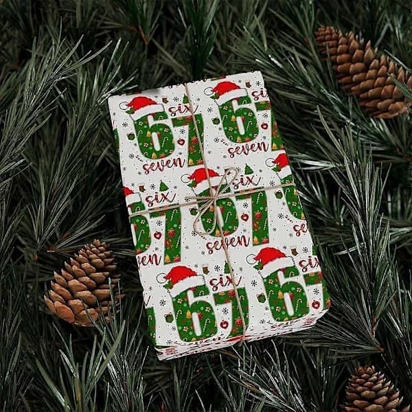 67-Meme Julklappspapper - Festligt Semestertryck, Roligt Jul- och Födelsedagspapper på Rulle