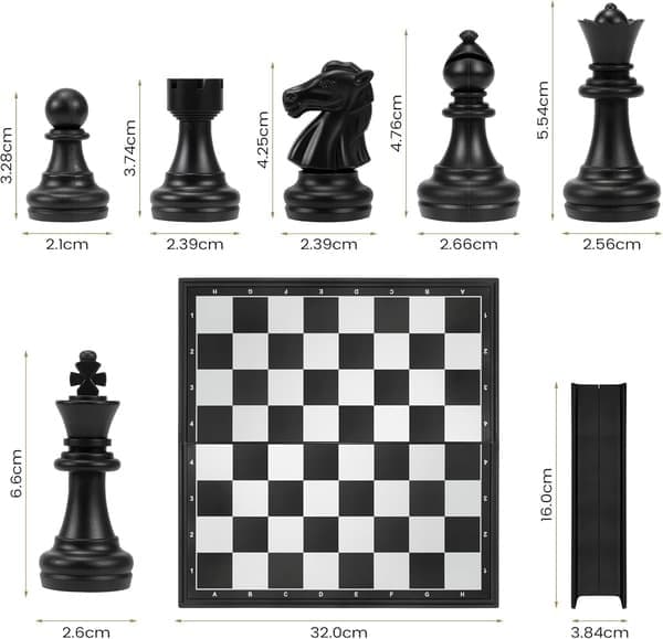 Skaksæt Backgammon og Dam 3 i 1, Bærbart og Foldbart Skakbræt, Magnetisk Skak, Rejseskakbræt Dam