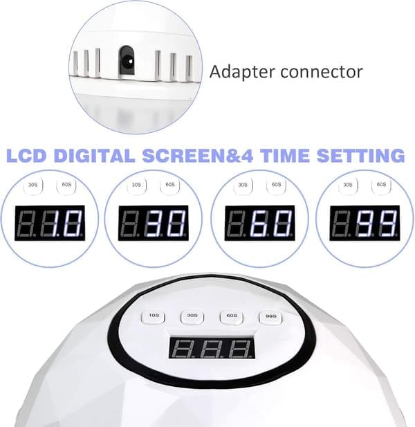 UV LED neglelampe, hurtigere negletørrer til gellak, neglehærdningslampe med 4 timerindstillinger automatisk sensor LCD-display