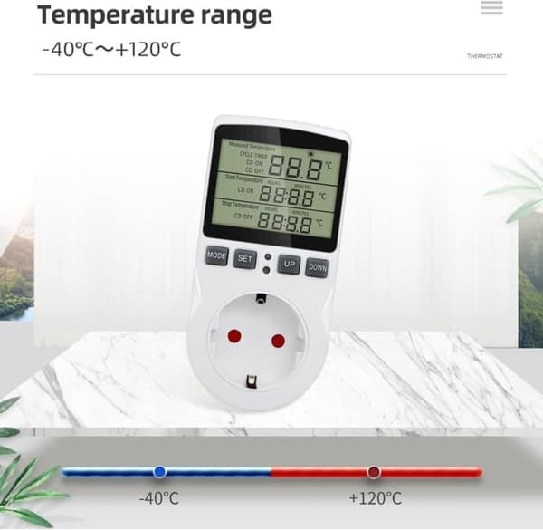 Digital Termostat 230V – LCD Temperaturregulator til Opvarmning & Køling, Drivhus, Terrarium & Akvarium