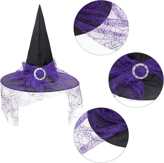 Halloween heksehue til kvinder Spids blonde Halloween kostume tilbehør til fest