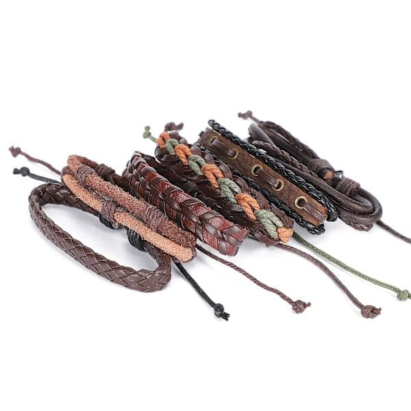 6-pak Herre DIY Mode Vævet Armbånd Retro Multilayer Armbånd Smykketilbehør