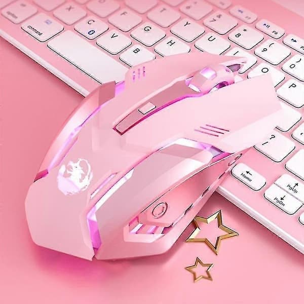 1 st trådlös Bluetooth-mus Söt Rosa Tyst Speluppladdningsbar Mus