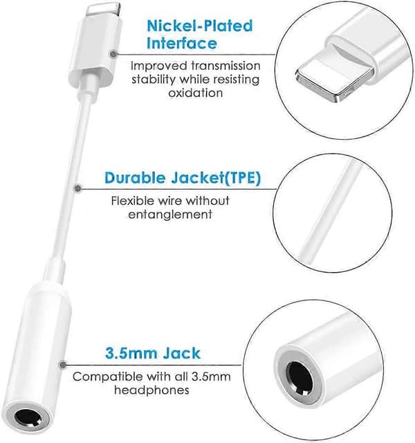 2-pak iPhone Jack Adapter Lightning Adapter 3,5 mm Jack Stik Høretelefon Adapter Aux Audio Jack Kabel Headset Dongle Tilbehør til iPhone 14/13/12/11/X