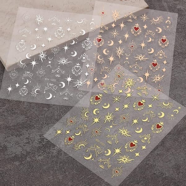 Ark Måne Stjerne Neglekunst Klistremerker Dekaler Selvklebende Pegatinas Uñas Sol Neglematerialer Neglekunst Design Dekorasjon Tilbehør