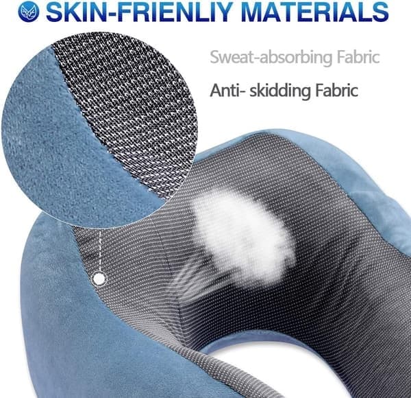 Resekudde Memory Foam Nackkudde för Flygplan Tvättbart Velouröverdrag Ergonomisk Nackstödskudde med Sovmask & Öronproppar