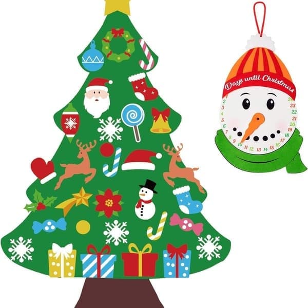 Gör-det-själv-filtjulgransset plus snögubbe-adventskalender