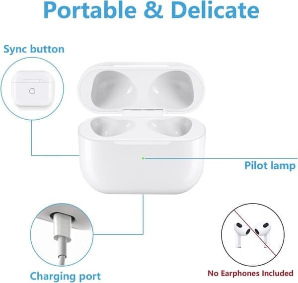 Trådløst ladeetui-erstatning kompatibel med AirPods 3. generasjons ladeetui