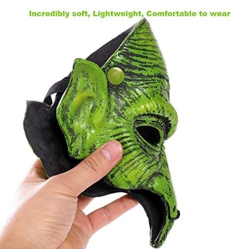 Häxmask Grön Goblin Mask Halloween Karneval Party Kostym