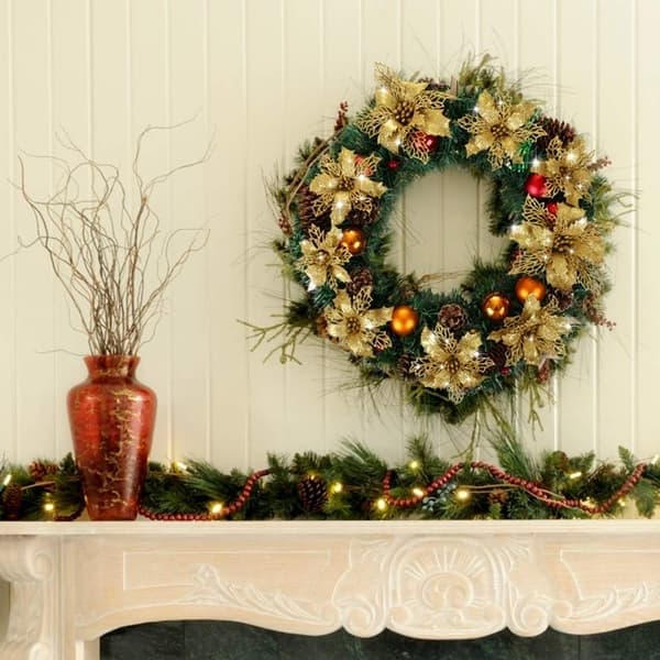 10 stykker julevedhæng, juletræspynt, kunstige juleblomster, DIY juletræsdekorationer