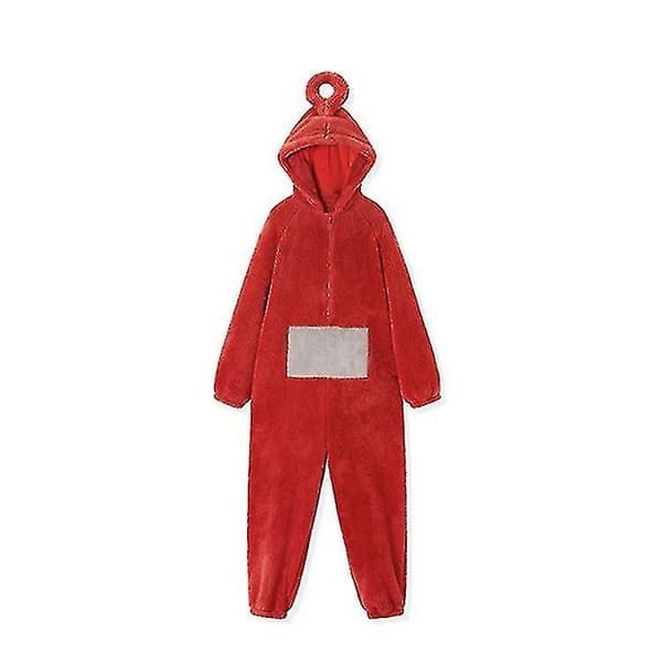 Teletubbies-yksiosainen pyjama aikuisille, paksuuntunutta korallifleeceä Red L