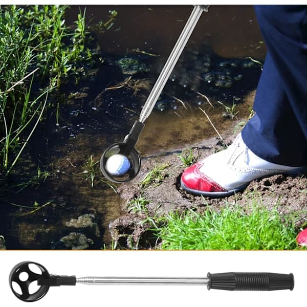 Teleskopisk Golfboldopsamler 2,1 m Rustfrit Stål Golfboldopsamler med Autolåsende Scoop og Puttergreb Golfbold