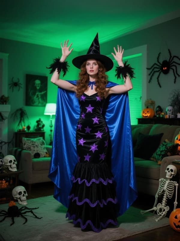Unisex voksen hættekappe i fuld længde Halloween julekostumefestkappe størrelse 110 cm til 170 cm Blue 110CM/43"