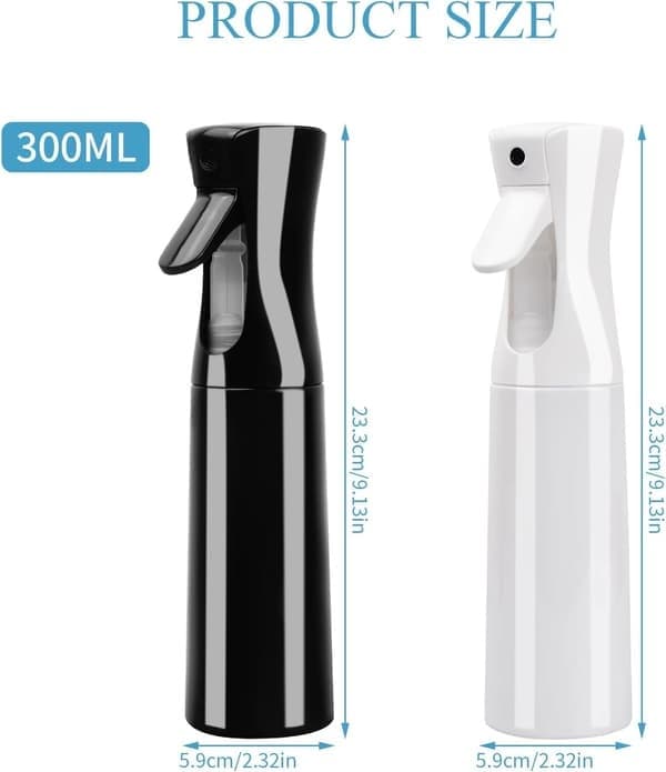 2 st Tomma Plastsprayflaskor för Hårvatten 300ml Kontinuerlig Vattendimma Tom Sprayflaska, Multifunktionell Fin Vattendimsprayflaska