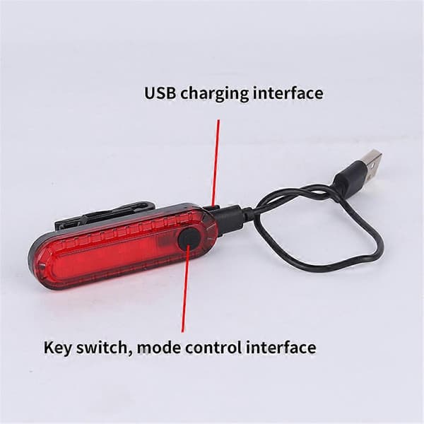 5LED USB oppladbar sykkel bakre sikkerhetsvarsellampe Red Bule