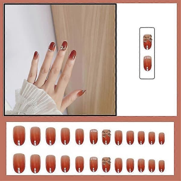 Mode Gradient Negleplaster Bærbar Falsk Manicure Aftagelig DIY Neglekunst