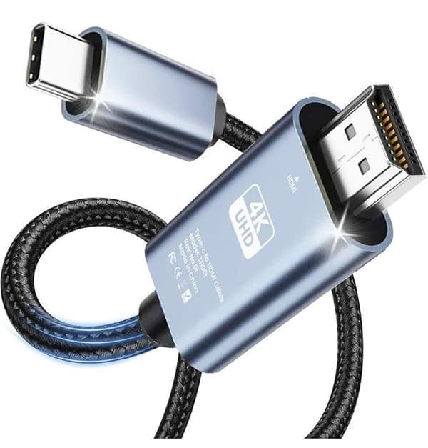 USB C til HDMI-kabel 4K 60Hz Type C (Thunderbolt 3) til HDMI for Surface, MacBook, iMac, iPad, Dell, HP, Lenovo, Galaxy, Huawei - 2M