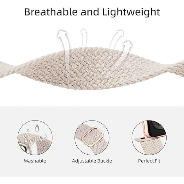 2-pack Stretchig Flätad Solo Loop Kompatibel för Apple Watch Armband 42mm 44mm 45mm 46mm 49mm, Justerbart Sport Stretch Elastiskt Armband