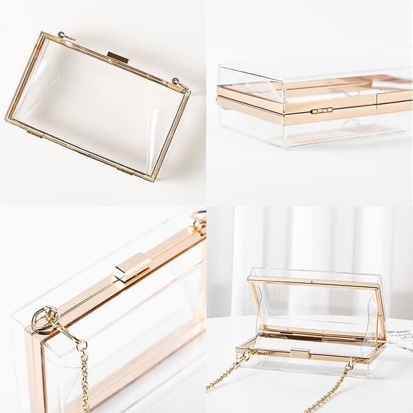 Kvinnor Klar Box Clutch Akryl Axelväska Dam Present