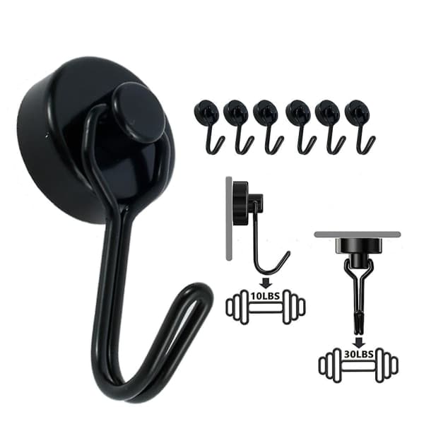 6-pack magnetkrokar, starka magnethängare