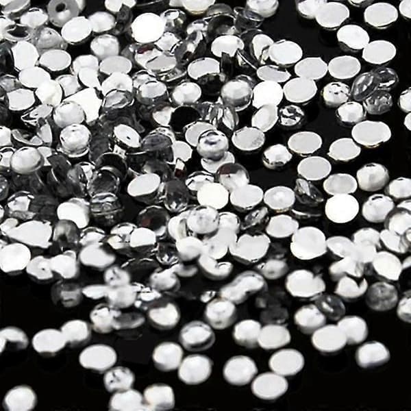 1200 st nagelkonstdekoration Klar rund strass glitter tipphjul