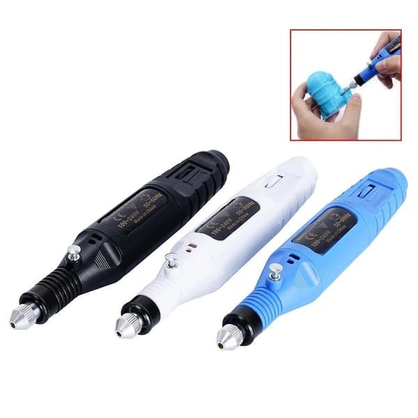 USB Minisliber med 6 Slibeskiver 3000-20000 4 Roterende Elektrisk Boremaskine - Perfekt Sort