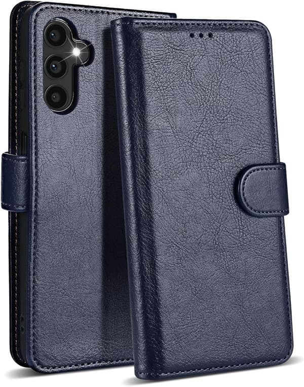Samsung S24 Mobilskal - Läder Folio Flip Stötsäkert Skydd med Kortplatser Plånbok