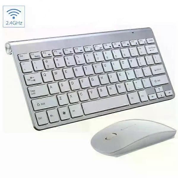 2.4g trådløst tastatur og mus, ergonomisk, bærbart i fuld størrelse, USB-interface, high-end mode sølvhvid Style B