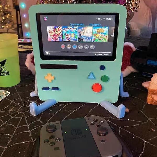 FÖR SWITCH BMO STATIV Söt Tecknad Flerfärgad Silikonmaterial Handhållet Spelskärmsstöd 7