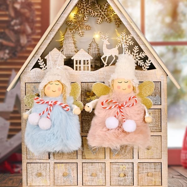 1 st julgran DIY hängande prydnad väggdekor för barnpresent + LED-ljus, snöflinga