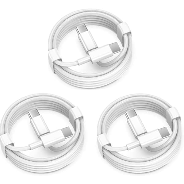 USB-C til USB-C-kabel 2,0 m 60W 3-pak, USB-C-kabel til opladning af iPhone 16 15, Type C til Type C hurtigopladningskabel kompatibelt