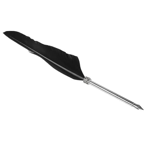 Retro læder notesbog fyldepen fjer dip pen blækflaske sæt papirvarer gaveæske sort