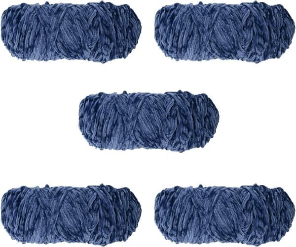 Strikkegarn til strikning og hækling 5 x 95g, chenillegarn, til garnprojekter blue gray