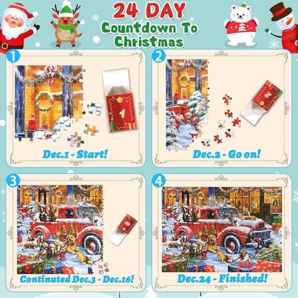 Adventskalender-puslespill 24 dager til jul Nedtelling Adventspuslespill C