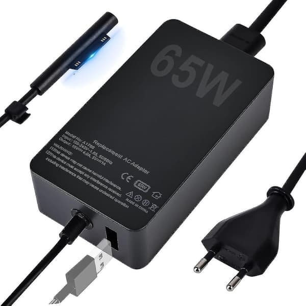 Surface Pro-oplader, 65W 15V 4A Microsoft Surface-oplader til Surface Laptop 4/3/2/1, Surface Book1