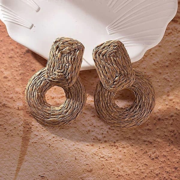 Statement Raffia Øredobber Søte Boho Øredobber Rattan Hengende Øredobber