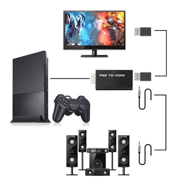 HDV-G300 PS2 til HDMI 480i/480p/576i o Videokonverter Adapter F Sort one size