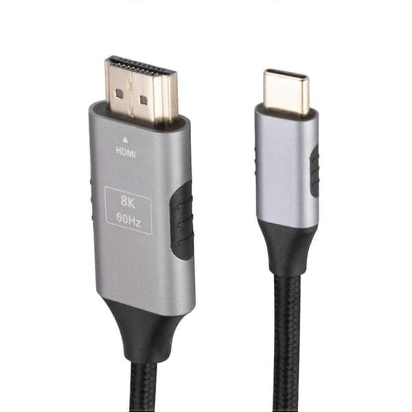 1,8 m Type-C han til HDMI han kabel 8K 60HZ UHD videoadapter flettet ledning