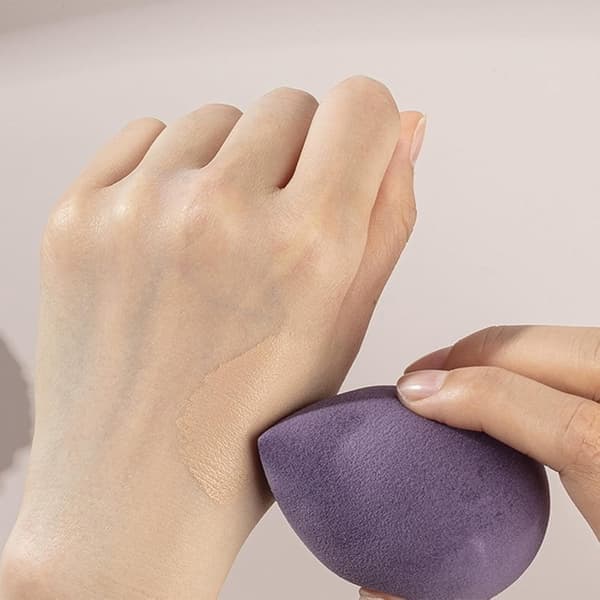 Sæt med 8 makeupsvampe, Beauty Blenders, med opbevaringsetui, designet til makeupapplikation, lilla nuancer