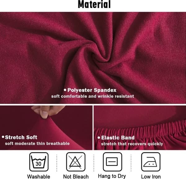 6 stk. strekkbare stoltrekk - vaskbare strekkbare stoltrekk Red wine